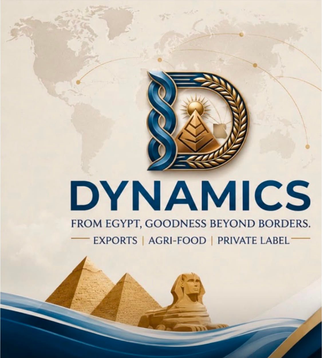 Dynamics brand visual with Egyptian heritage and global reach